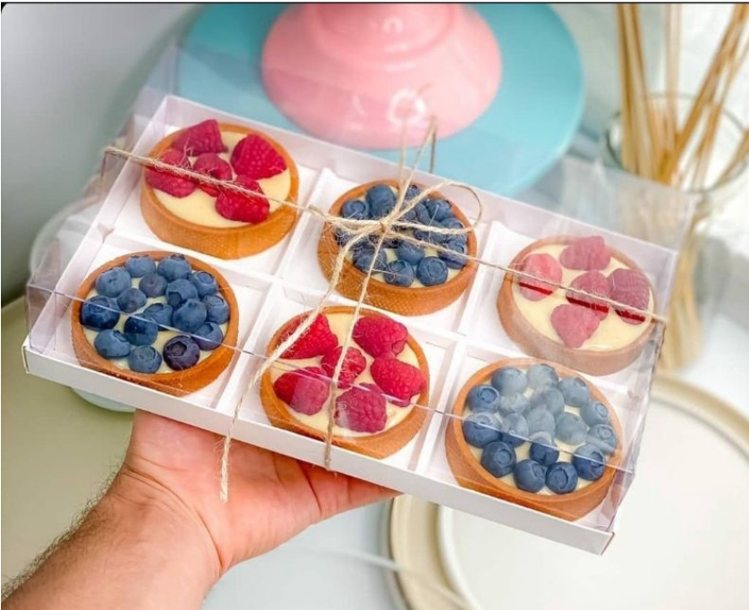 (5pcs) 4 / 6 cavity russian tart box petite gateau pastry box clear plastic transparent box