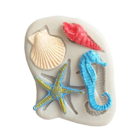 Seashell starfish seahorse ocean under the sea silicone mould little mermaid cake decorating tool silicon mold