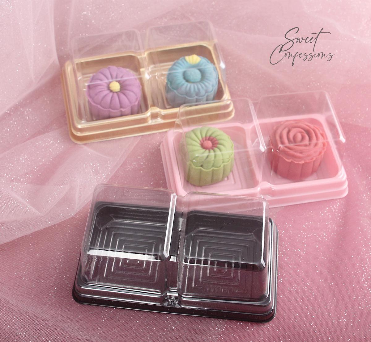 (10pcs) 2 cavity shanghai mooncake tray mooncake box transparent clear pastry box