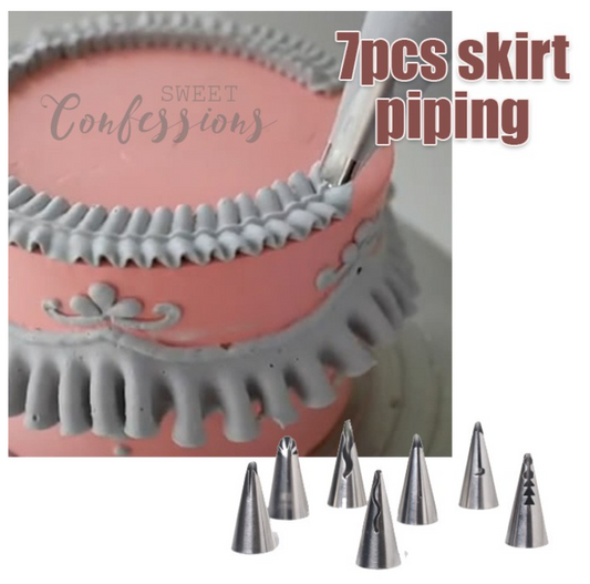 7pcs princess doll skirt ruffles piping nozzle tips buttercream piping set russian piping tip