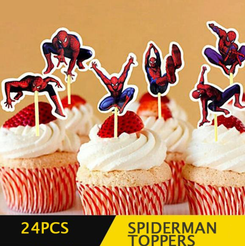 24pcs spiderman cupcake toppers avengers cake topper