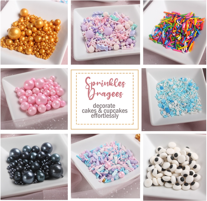 50g / 50ml sprinkles dragees cupcake decoration sugar pearls nonpareils edible glitter ball sprinkle rod