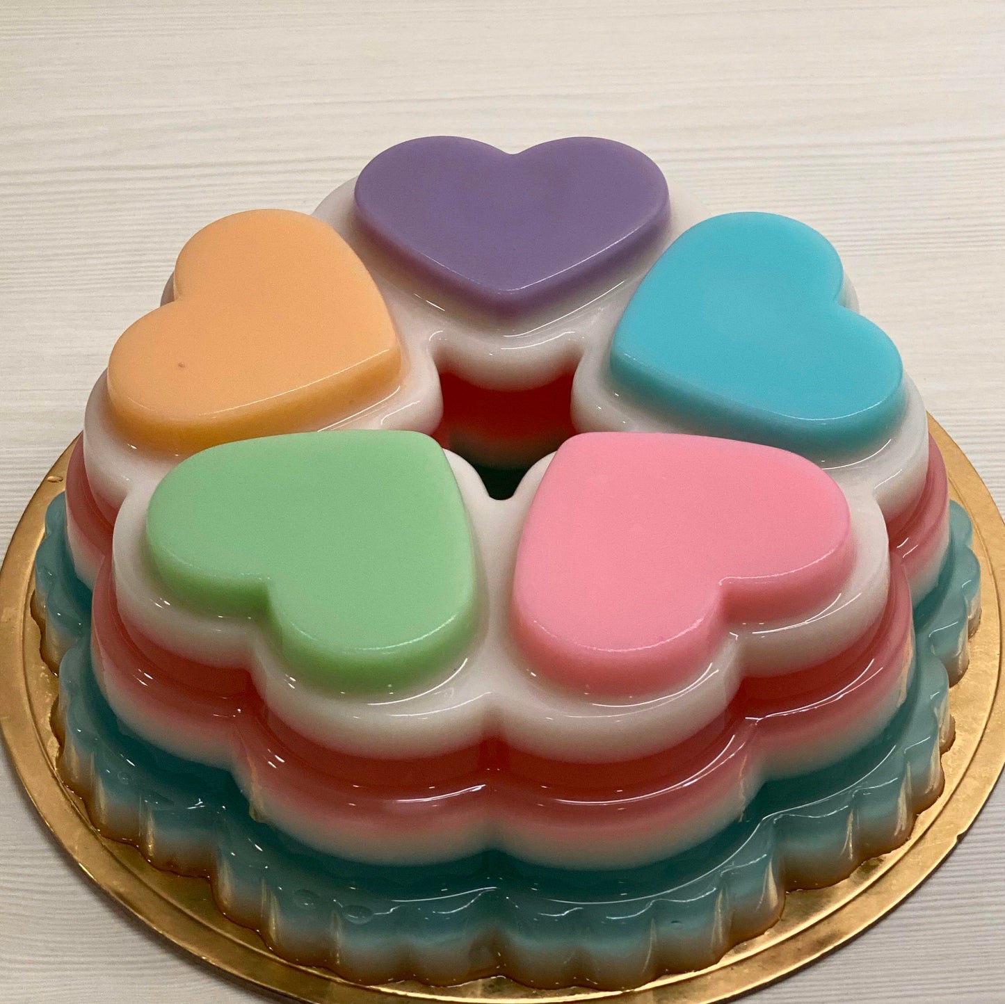 10 inch Large stacked effect heart shape agar agar jelly mould