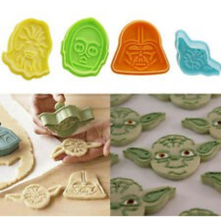 Star wars set of 4 plunger cutters fondant cookie mould darth vader yoda c3po chewbacca presser cut-outs