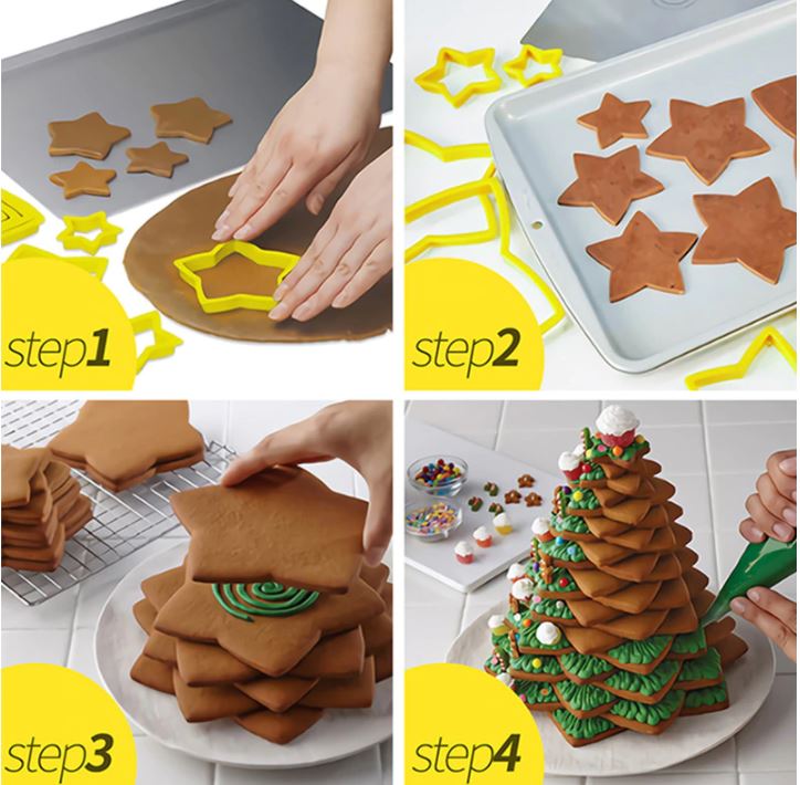 Star cutter set stacked christmas tree cutters cookie cutter rounded star cutters