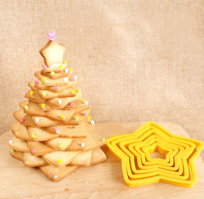 Star cutter set stacked christmas tree cutters cookie cutter rounded star cutters