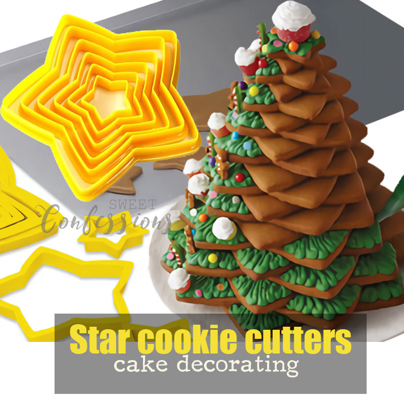 Star cutter set stacked christmas tree cutters cookie cutter rounded star cutters