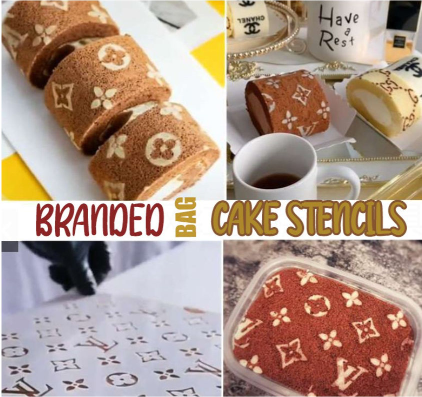 Branded logo LV chanel Cake baking stencil swiss roll pattern stenciling mat Tiktok cake roll mold printing pattern tea towel roll