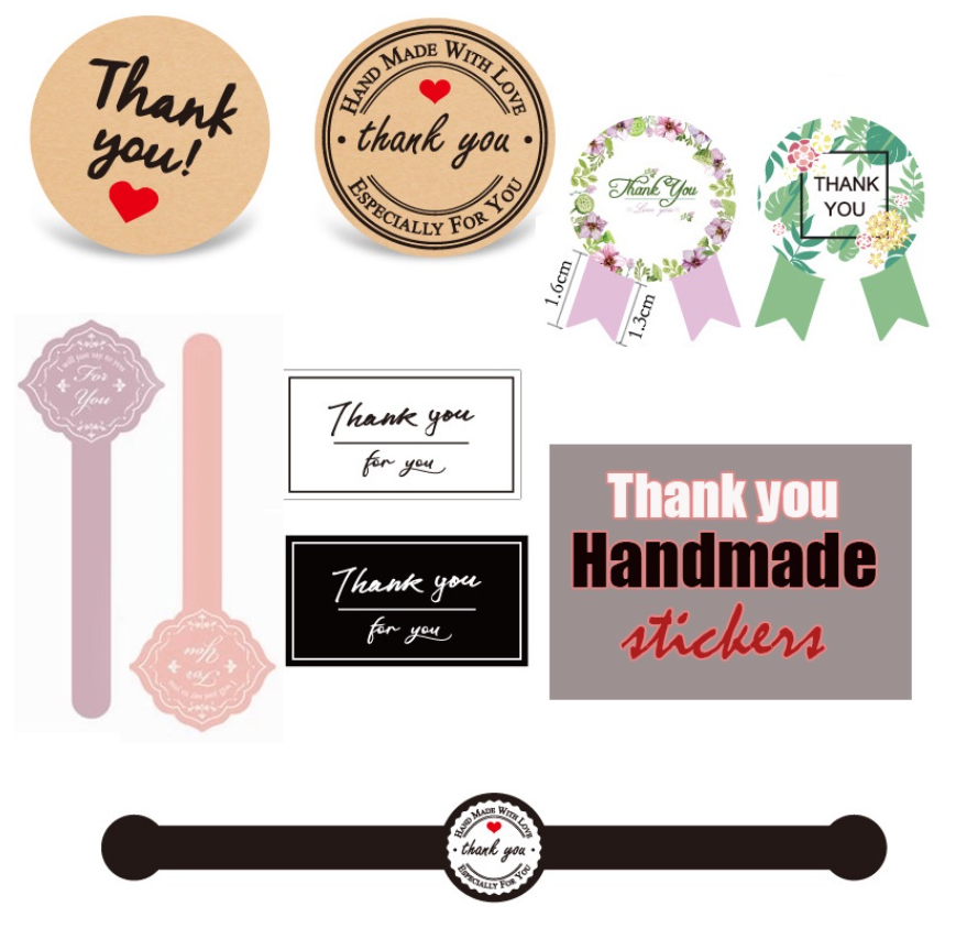 105pcs Thank you stickers baked goods package decoration label brownie cookie gratitude handmade with love sticker