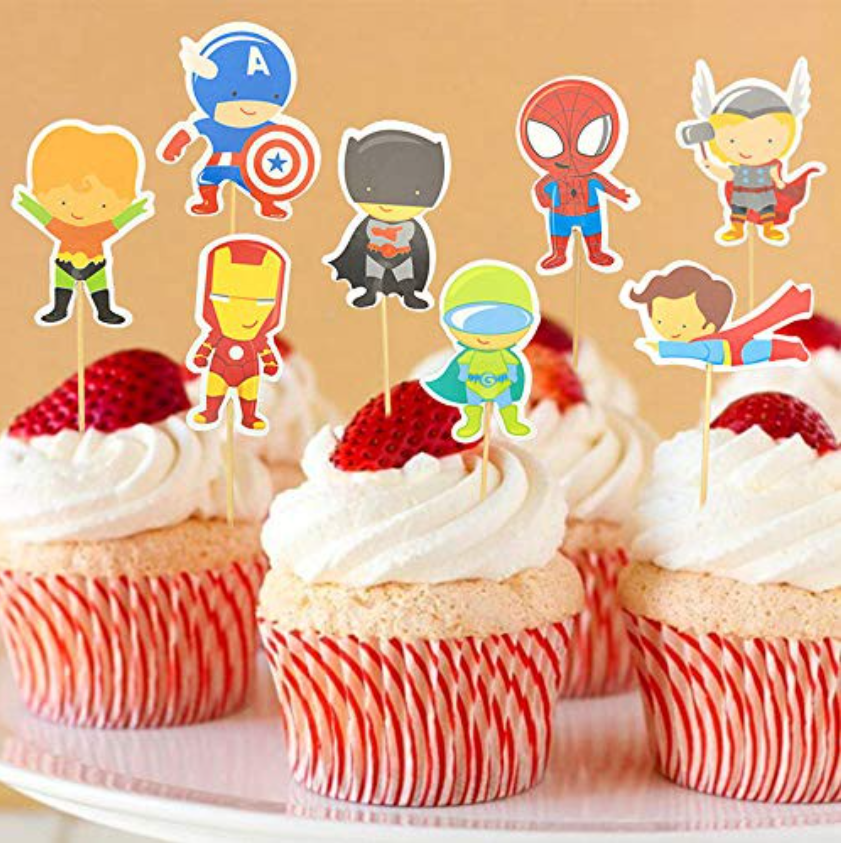 24 Super heros cupcake toppers complete with avengers iron man spiderman superman & captain america sweet confessions