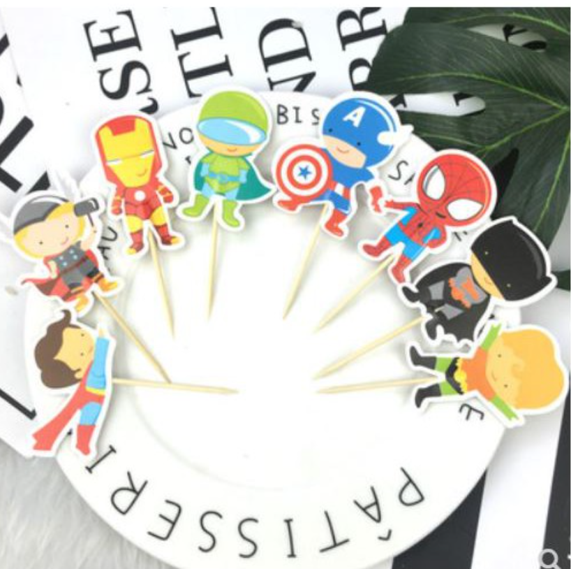24 Super heros cupcake toppers complete with avengers iron man spiderman superman & captain america sweet confessions