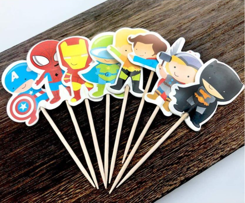 24 Super heros cupcake toppers complete with avengers iron man spiderman superman & captain america sweet confessions