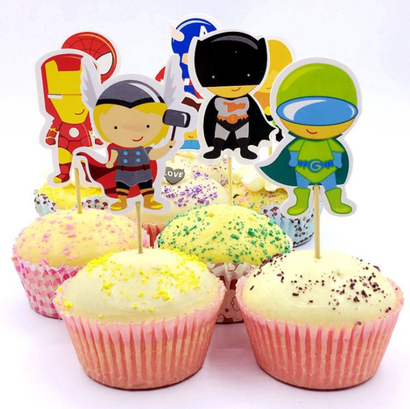 24 Super heros cupcake toppers complete with avengers iron man spiderman superman & captain america sweet confessions