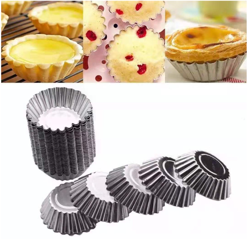 10pcs Metallic Tart pastry case egg tart mould baking cups metallic cake mold