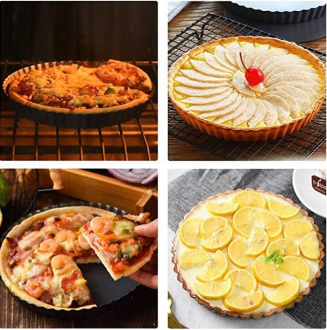 10 12 inch tart pan removable pie base mould round fruit