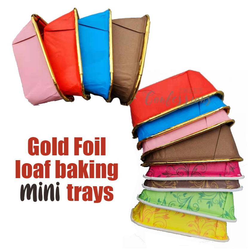 10pcs Gold foil loaf baking tray paper baking cups liners greaseproof mould mini cake pan