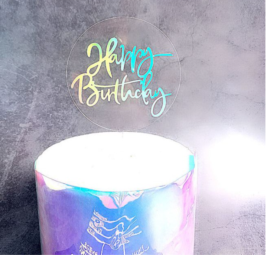 Transparent acrylic happy birthday topper