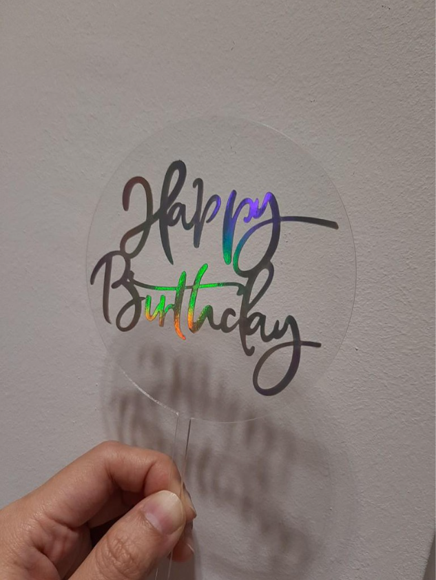 Transparent acrylic happy birthday topper