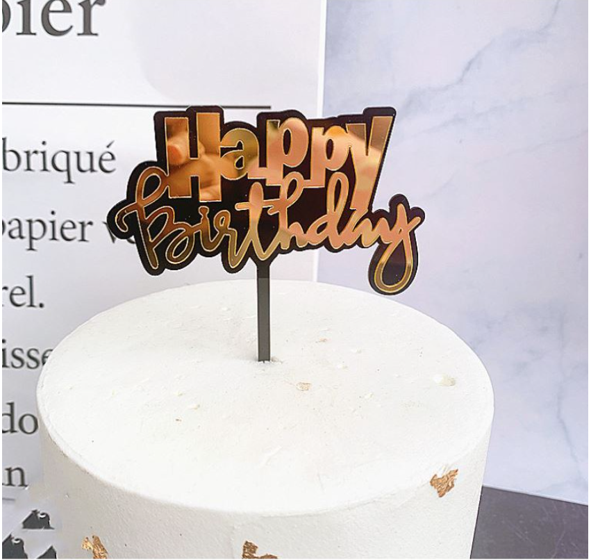 Happy birthday cursive words greeting topper cake gift topper