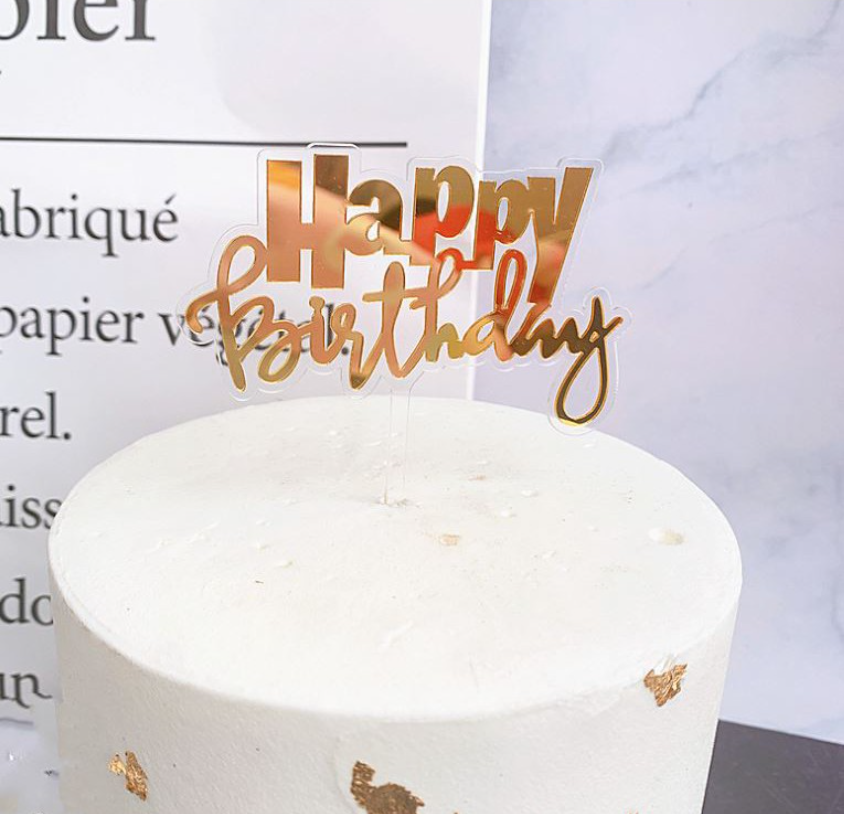 Happy birthday cursive words greeting topper cake gift topper