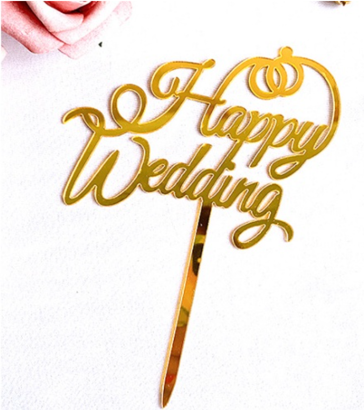 Engagement cake topper wedding ring engaged mr & mrs cake topper decorating cake bride to be plastic acrylic gold tag