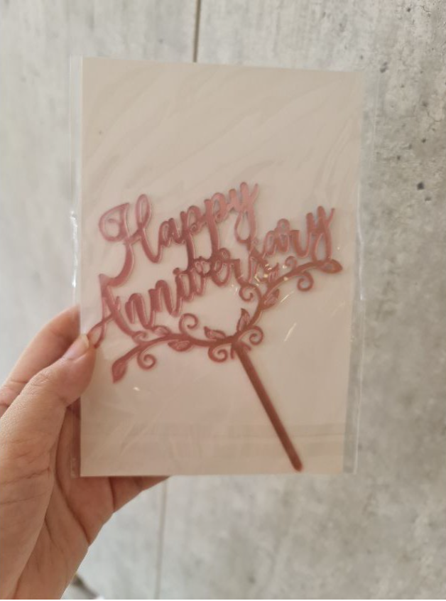 Happy anniversary cake topper gold wedding gift tag