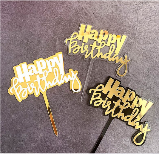Happy birthday cursive words greeting topper cake gift topper