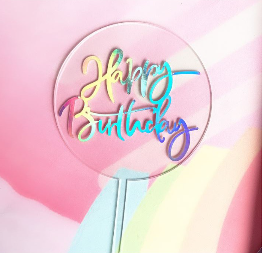 Transparent acrylic happy birthday topper