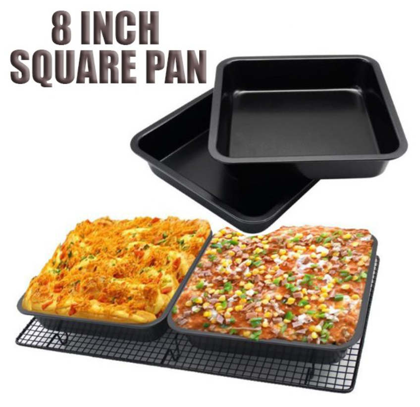 8 inch square baking tray cake bread pizza pan brownie tin lasagna dish