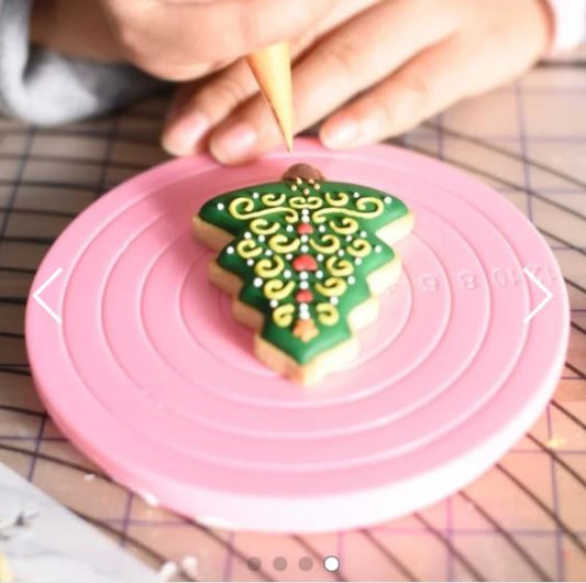 Mini decorating turntable for small cake royal icing cookies or cupcake