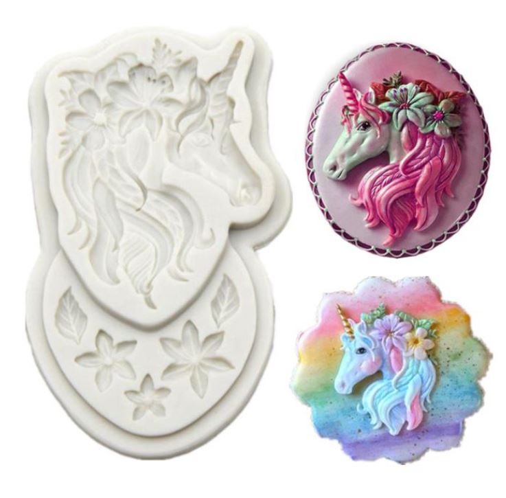 Unicorn silicone mould horse mane cupcake topper unicorns silicon mold