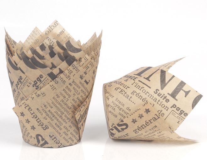 50pcs rustic muffin cupcake liner newspaper brown print liners baking cup cups