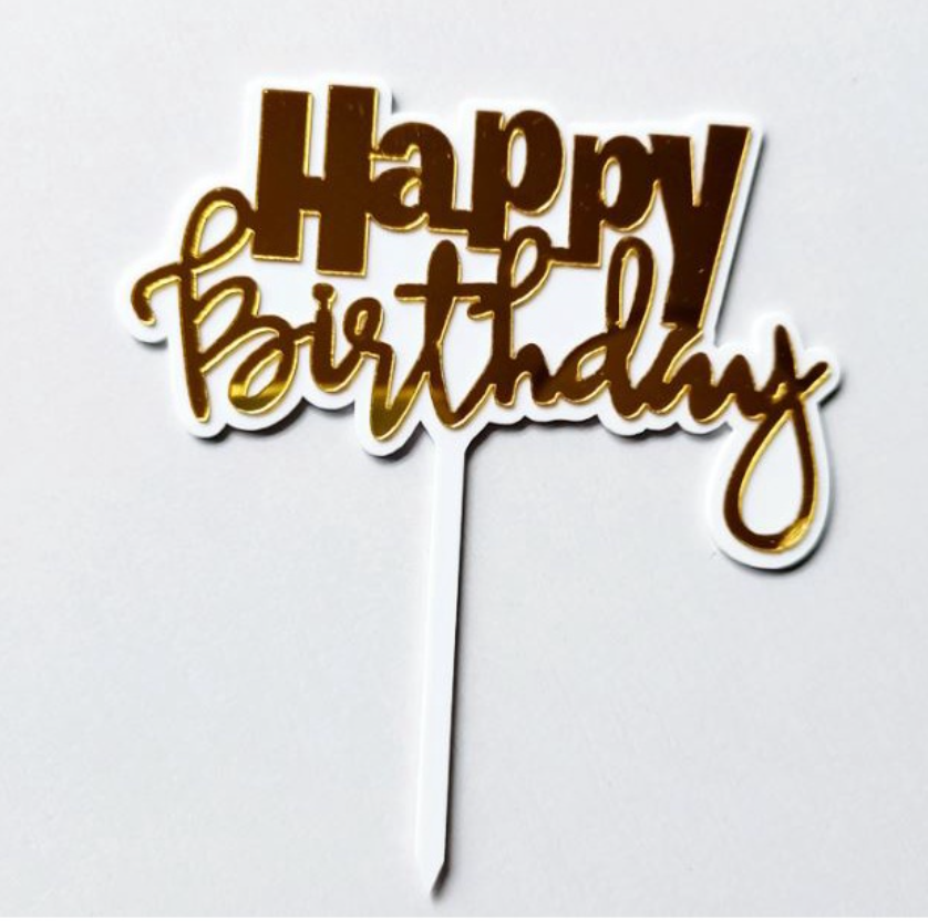 Happy birthday cursive words greeting topper cake gift topper