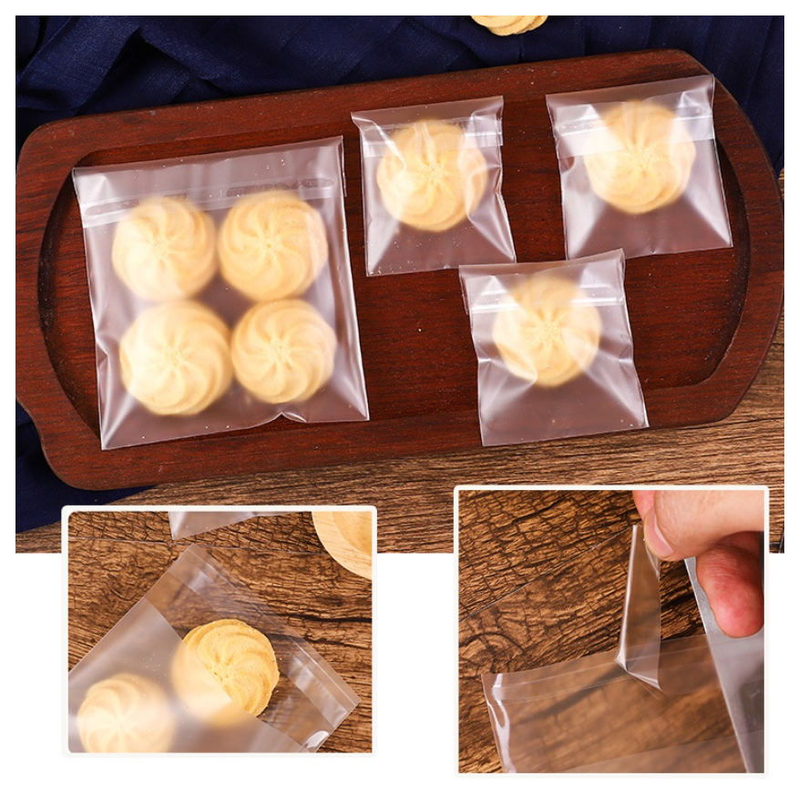100pcs wrappers - self adhesive cookie bag transparent translucent food gift wrapper