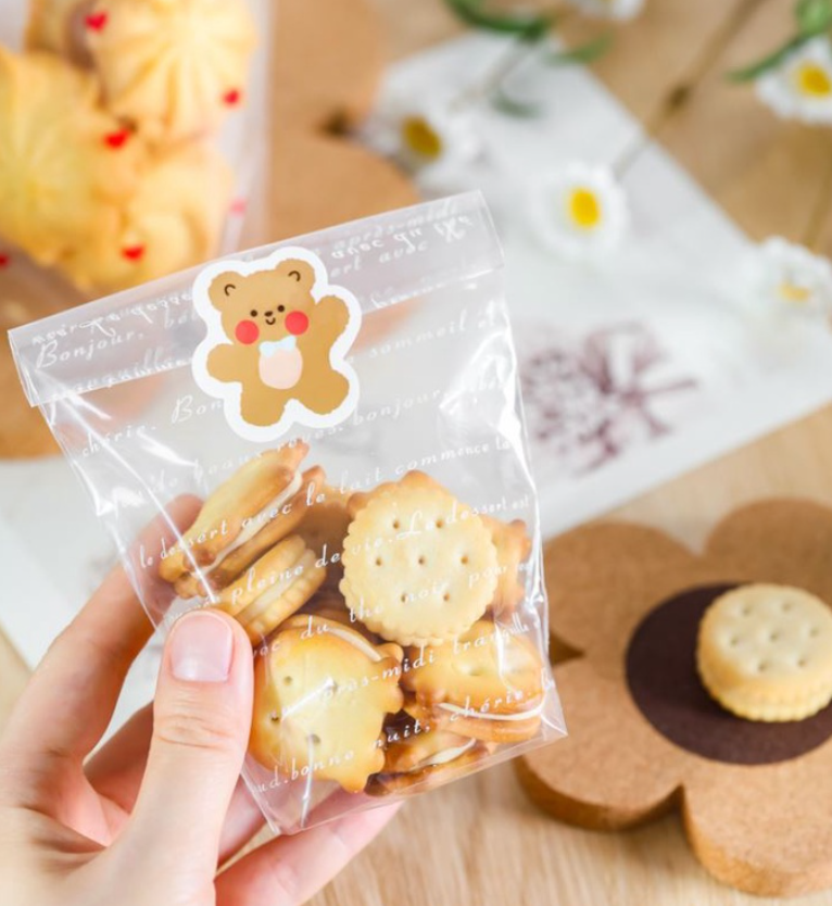 50pcs cookie wrapper madeleine packaging bag biscuit sweets candy wrapping gift plastic bags