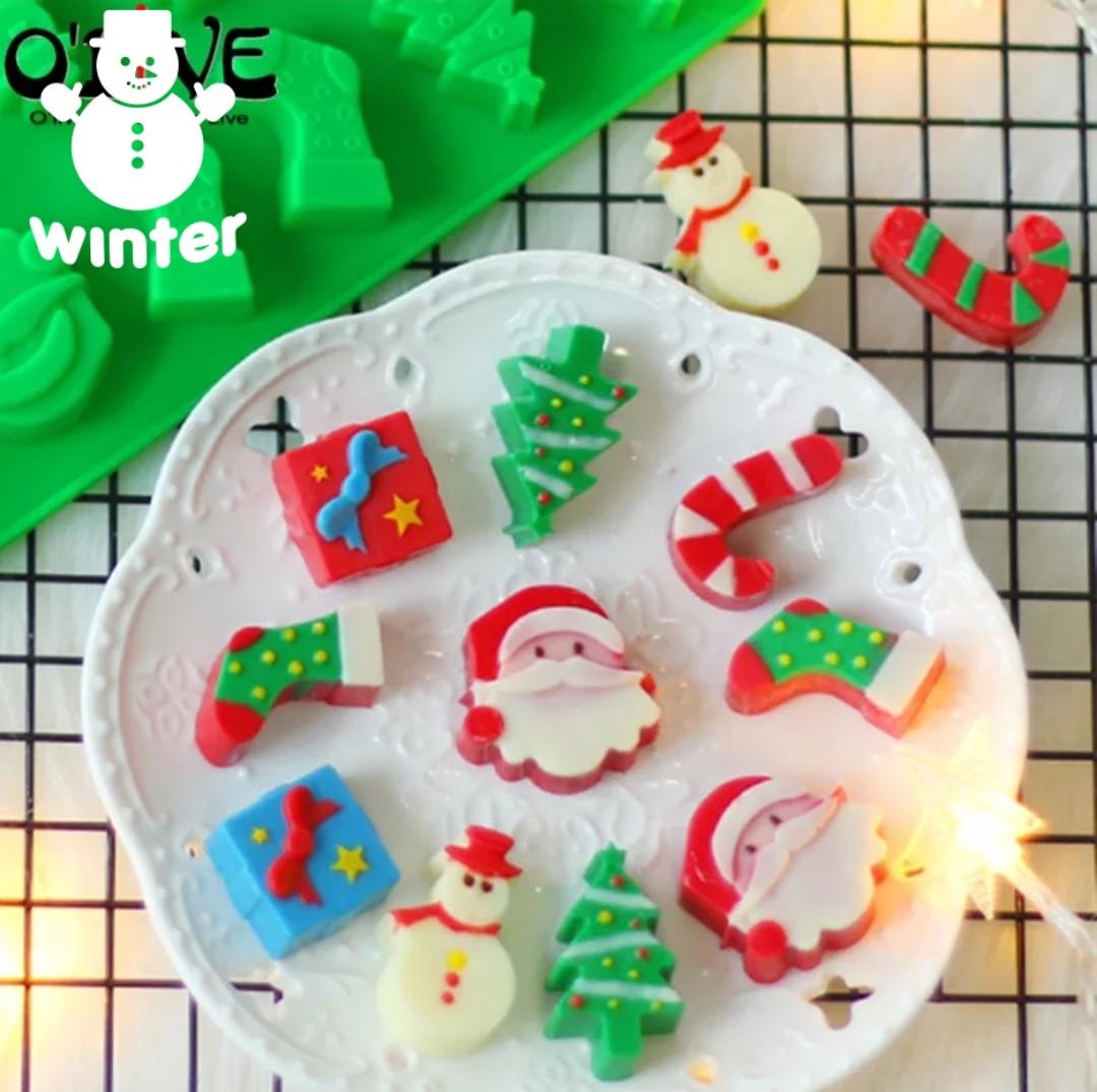 Chocolate mould - Christmas tree snow man xmas socks jelly silicone mold