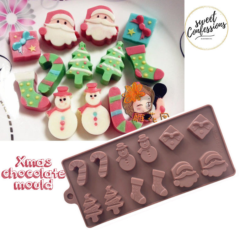 Chocolate mould - Christmas tree snow man xmas socks jelly silicone mold