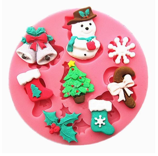 Visland Silicone Christmas Cookie Mold 3D Reindeer/Santa Claus/Snowman  Shaped Fondant Mold Cake/Cupcake Decorating Mould for Handmade Candy